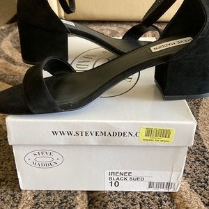 Steve Madden : Irenee Black Suede chunky heels… women size 10